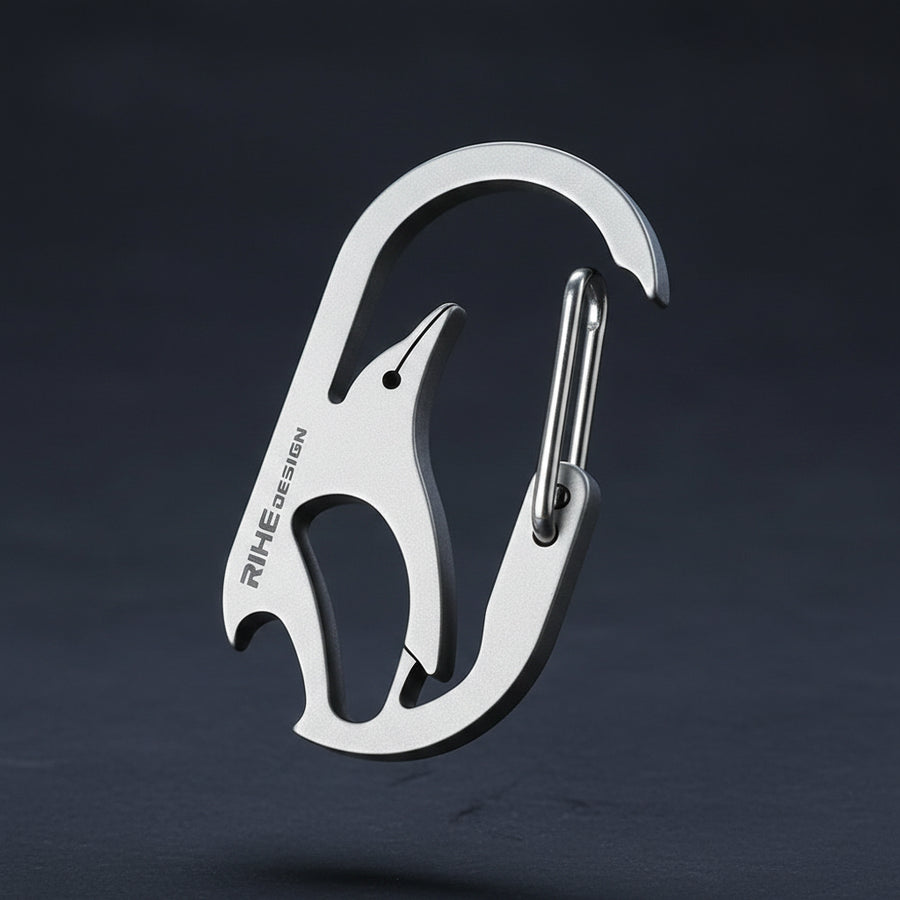 EDC Carabiner Baby Penguin Quick Release Opener - Solid Titanium